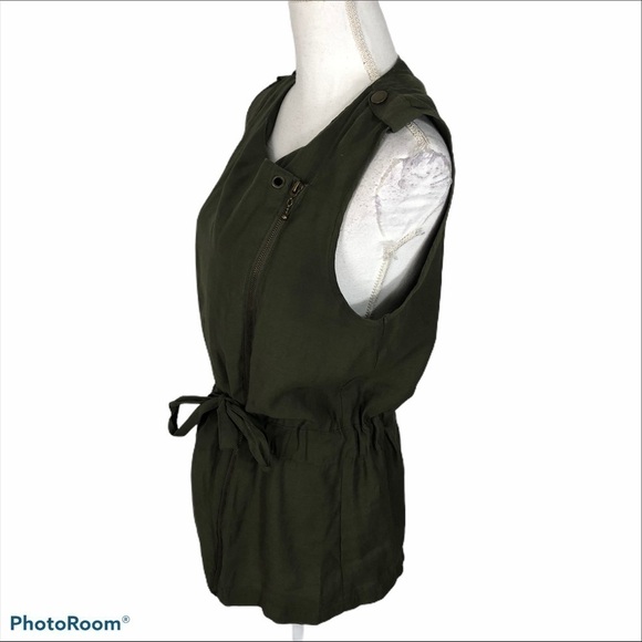 Takara Army Green Full Zip Waist Tie Top Medium - Picture 4 of 7
